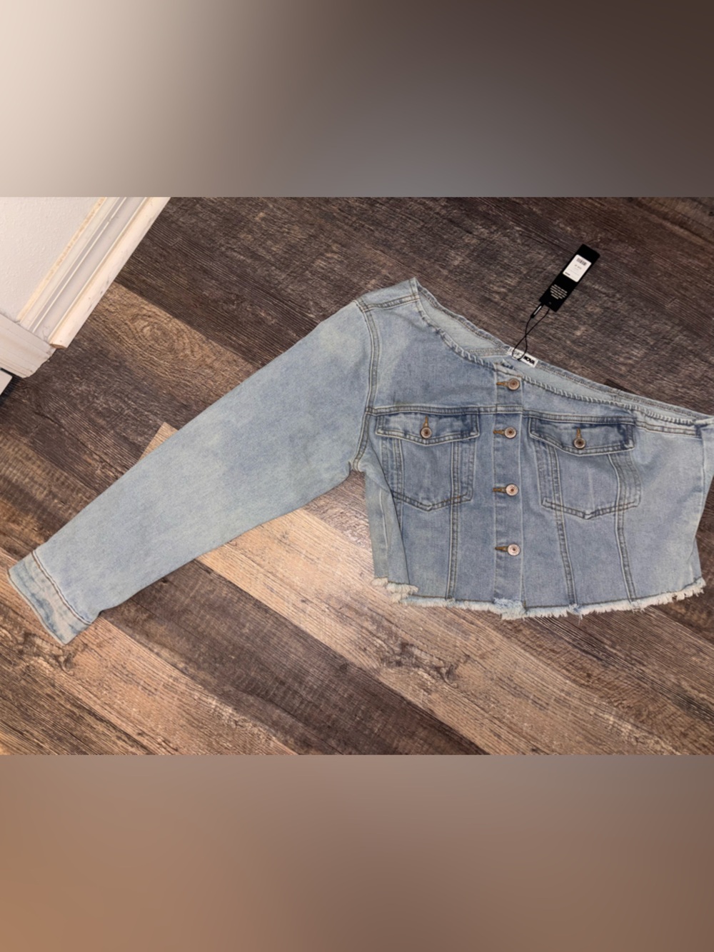 Fashion Nova Light Blue Cropped Denim Jacket